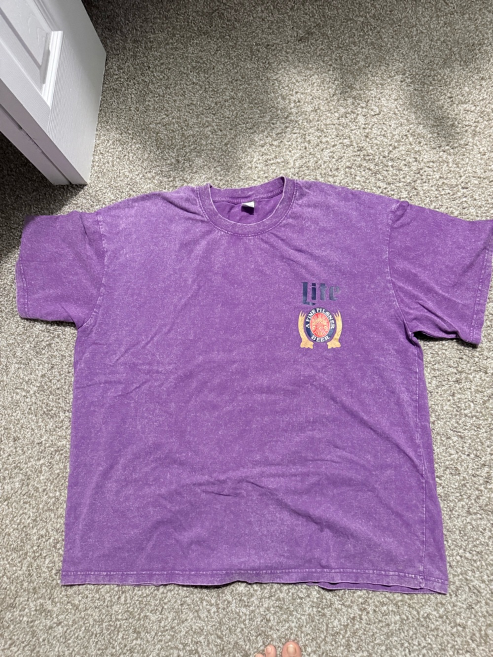 Purple Graphic Tee with Logo - Men's Casual Shirt